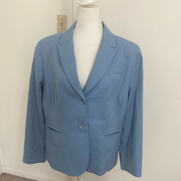 Pendleton Womens Sz 18 Solid Blue 100% Wool 2 Button Career Blazer Jacket - Picture 1 of 8